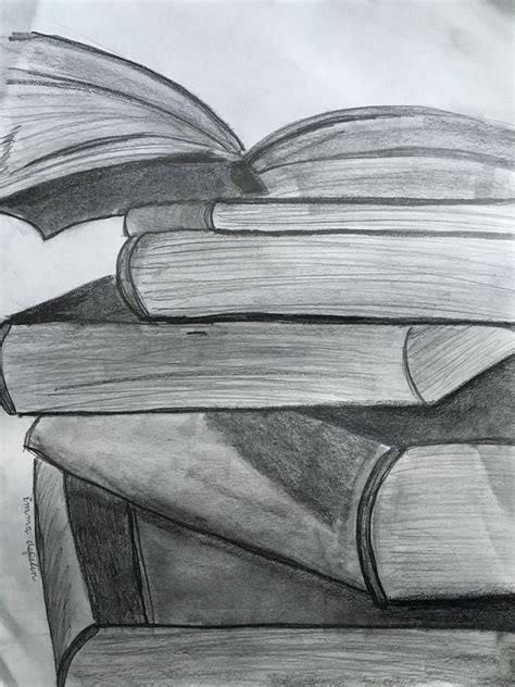 Pile of books, pencil drawing | Book drawing, Drawings, Pencil drawings