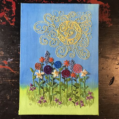 Spring | Thread painting, Canvas painting, Painting