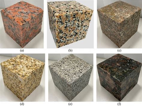 Cubic granite samples: a maple red granite (8 cm × 8 cm × 8 cm); b ...