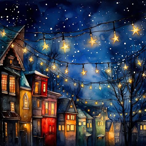 Christmas Lights, Christmas Town 8X8 5 Different Designs JPEG Digital File - Etsy