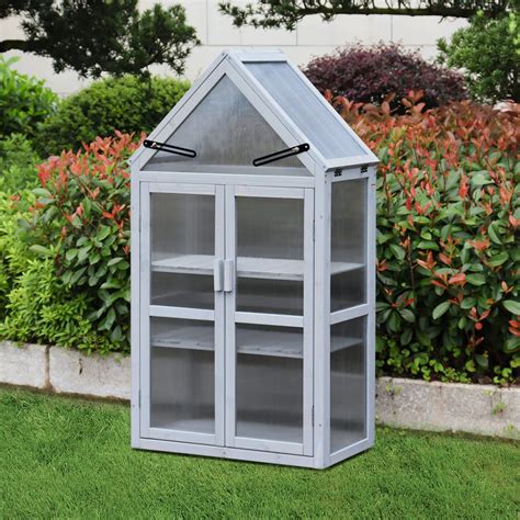 Goohome 3 Tier Mini Greenhouse Kit, Outdoor Plant Stand w/ 2 Windows ...