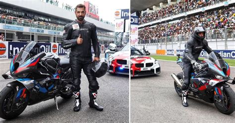 Bollywood actor John Abraham rides BMW M1000 RR superbike at Moto GP ...