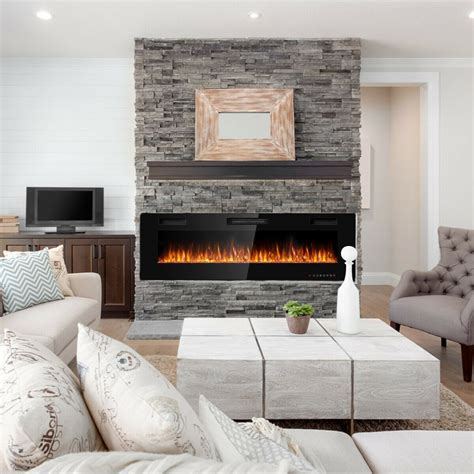 Clihome 60Inch Recessed Ultra Thin Wall Mounted Electric Fireplace With ...