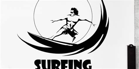 Vinyl Wall Decal Water Sports Surfing Marine Style Wave Stickers Uniqu — Wallstickers4you