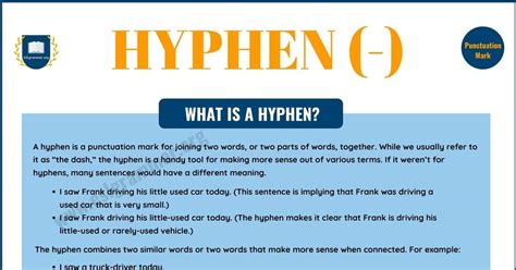 The Hyphen (-): Definition, Usage with Useful Examples - ESL Grammar