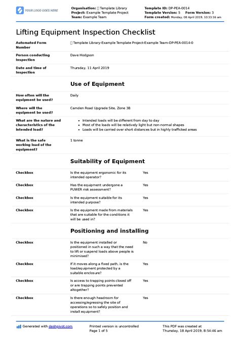 Lifting Gear Inspection Checklist (for better lifting gear inspections)