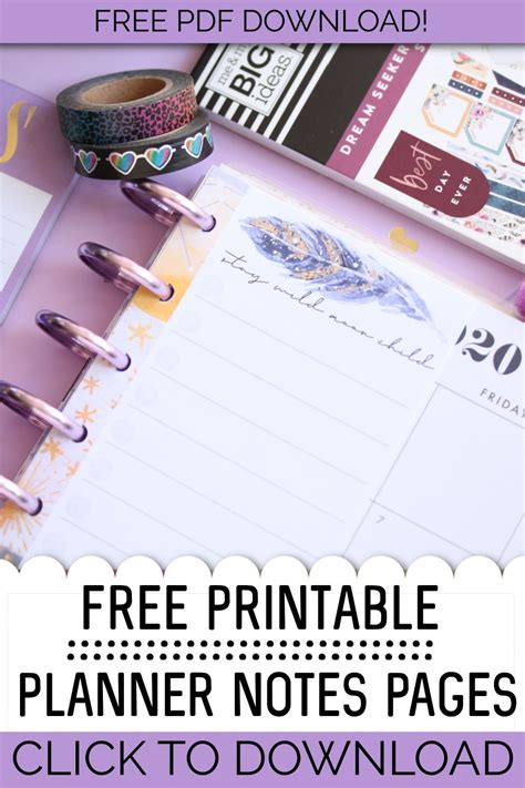 Free Printable Planner Notes Pages & Half Size Sheets {CUTE INSERTS!} | Planner printables free ...