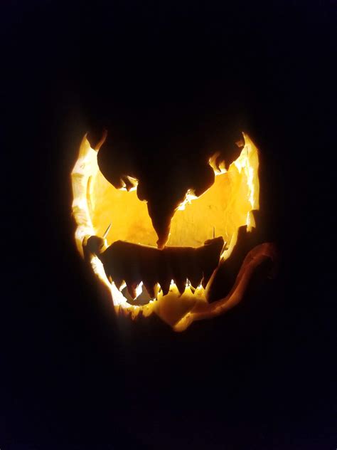 First attempt at carving a Venom Pumpkin : r/Marvel