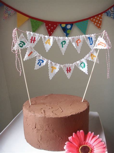 Cake Bunting Happy Birthday custom colored hand painted fabric