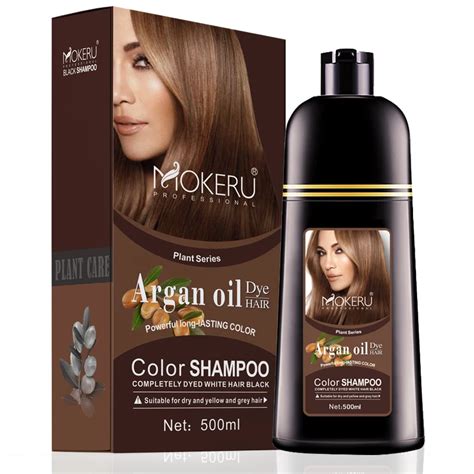 Mokeru 2pcs/lot Natural Dye Argan Oil Essence Fast Hair Color Shampoo ...