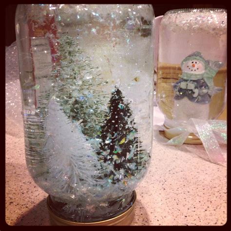 Snowy tree mason jar globe:) Snowy Trees, Snow Globes, Mason Jars ...