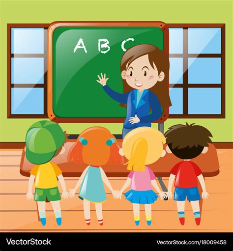 Teacher teaching in classroom Royalty Free Vector Image