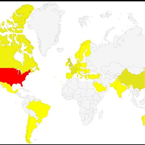 Geomap visualization of publications by country (the more publications... | Download Scientific ...