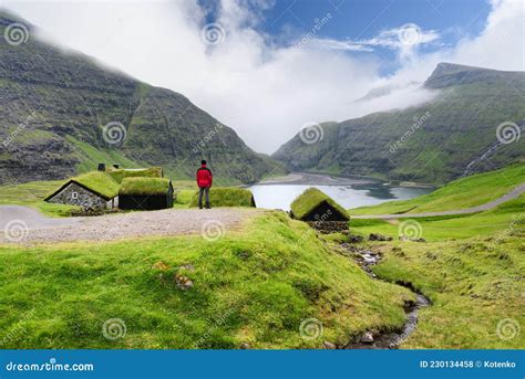 Wonderful Village Saksun on Faroe Islands Stock Photo - Image of ...