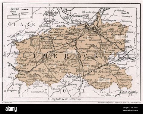 Map of Co. Limerick. County Limerick (1913 Stock Photo - Alamy