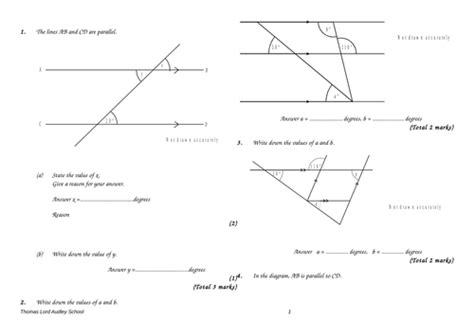 Angles in parallel lines GCSE questions by Labrown20 - Teaching Resources - Tes