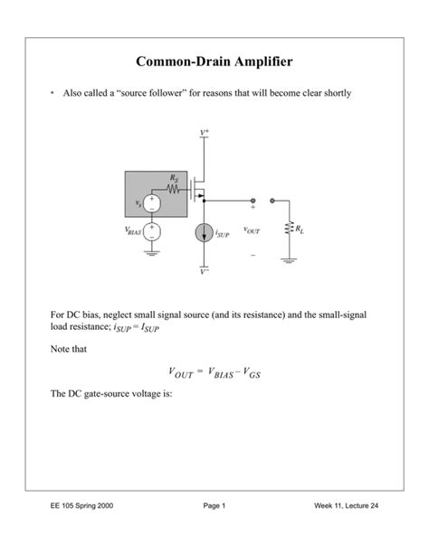 Common Drain Amplifier Circuit Diagram