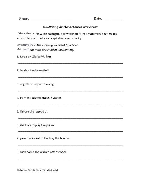 Sentences Worksheets | Simple Sentences Worksheets