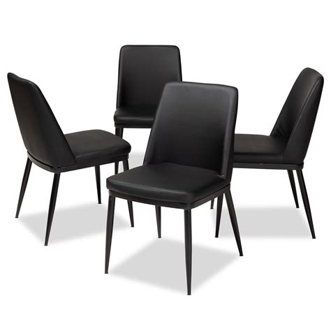 Set of 4 Baxton Studio Darcell Modern and Contemporary Faux Leather Upholstered Dining Chairs ...