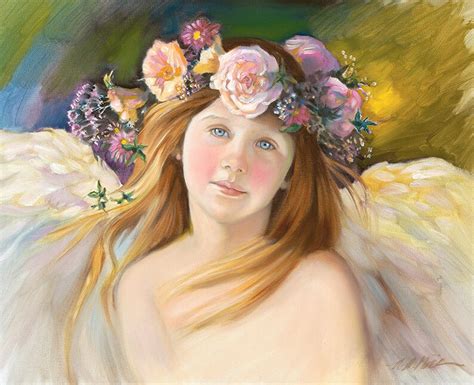 Angel With Floral Crown Vintage Oil Painting Nancy Noel Art - Etsy