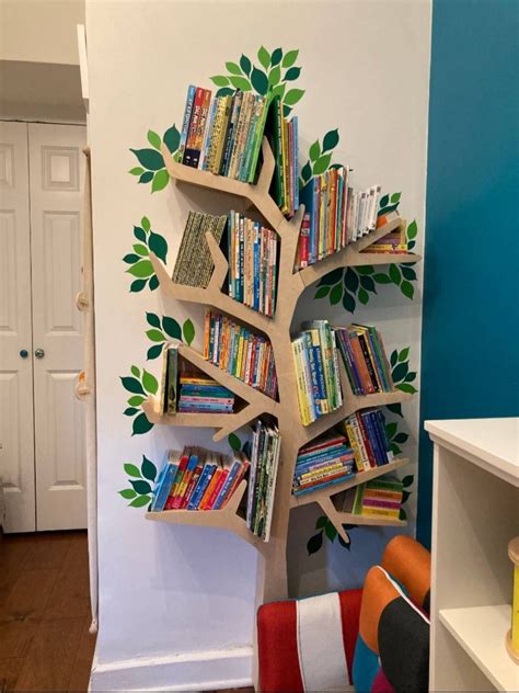 Tree Design Shelves for Books Bookshelf Wall Art Wooden Tree - Etsy