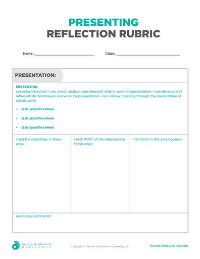 Reflection Rubric for Improved Writing and Speaking Skills