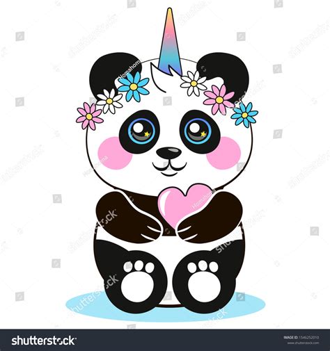 Cute Panda Unicorn Flowers Vector Illustration Stock Vector (Royalty Free) 1546252010 | Shutterstock