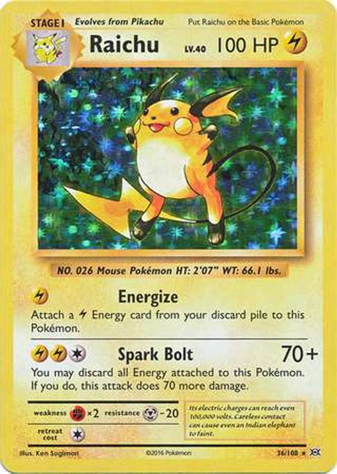 Pokemon X Y Evolutions Single Card Rare Holo Raichu 36 - ToyWiz