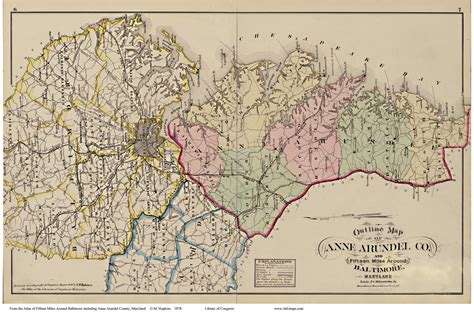 Anne Arundel County, Maryland Anne Arundel Co. 1878 Old Map Reprint ...