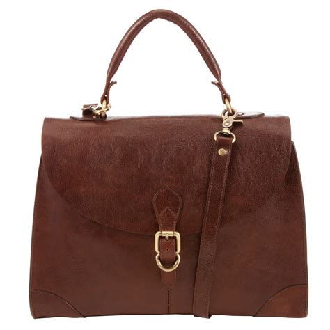 John Lewis Large Leather Top Handle Bag in Brown (Tan) | Lyst