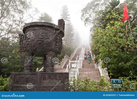 People Climbing Stairs To the Tian Tan Buddha Stock Photo - Image of ...