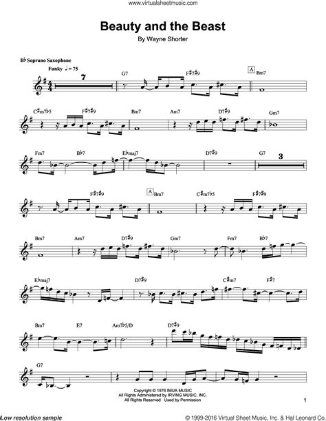 Beauty And The Beast sheet music for soprano saxophone solo (transcription)