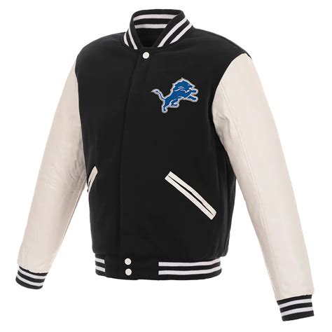 Wool and Leather Detroit Lions Varsity Black and White Jacket - Jackets ...