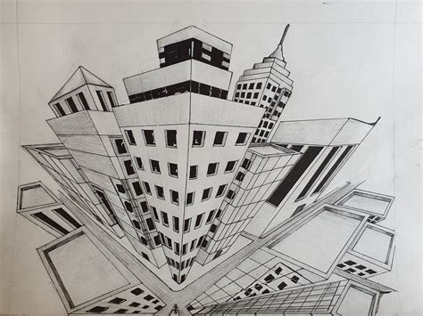 THREE POINT PERSPECTIVE | Perspective building drawing, Perspective drawing lessons, Perspective ...