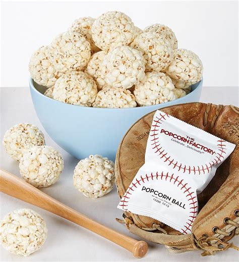 Popcorn Ball Baseballs from THEPOPCORNFACTORY.COM | Popcorn balls, Popcorn, Baseball gifts