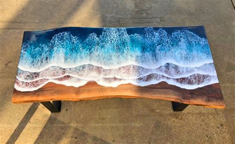 Incredible Resin Tables Made To Look Like Ocean Waves Washing Up On Shore