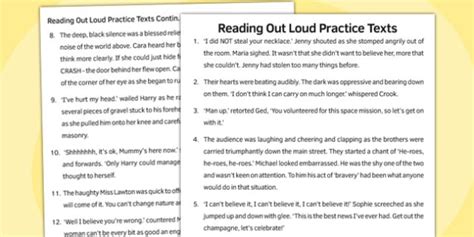 Reading Out Loud Practice Texts (teacher made)