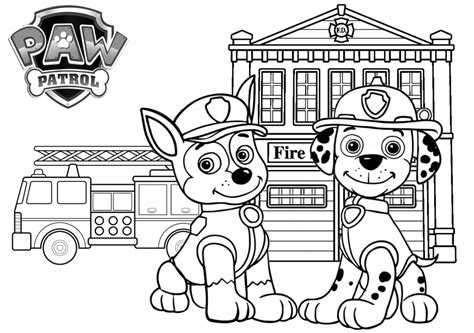 Paw patrol fire station printable coloring page on tsgos.com | Paw patrol coloring pages, Paw ...