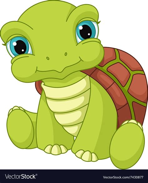 Baby Turtle Royalty Free Vector Image - VectorStock | Cute turtle drawings, Turtle drawing ...