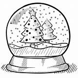 Printable Snow Globe Coloring Page Sketch sketch template