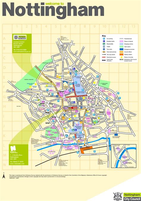 Nottingham tourist map - Ontheworldmap.com