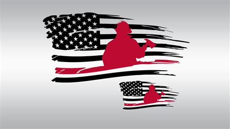 Thin red line american flag svg Clipart Cut Files Silhouette