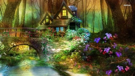 Beautiful hut in a Fantasy Forest - Flowers & Nature Background Wallpapers on Desktop Nexus ...