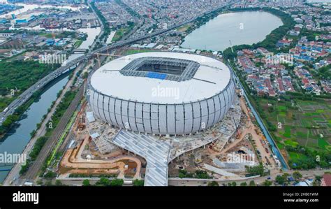 Aerial view. Construction of new football stadium for upcomming ...