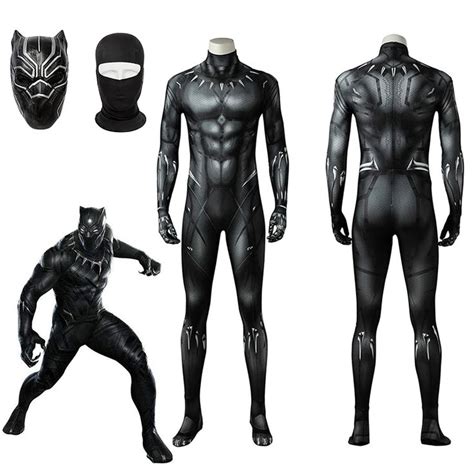 Black Panther Costume T'Challa Cosplay Superhero Jumpsuit Superman Black Suit | Superman black ...