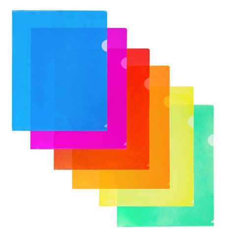 Buy Dunwell Clear Colored Plastic Folders - (12 Pack, Assorted 6 Colors ...