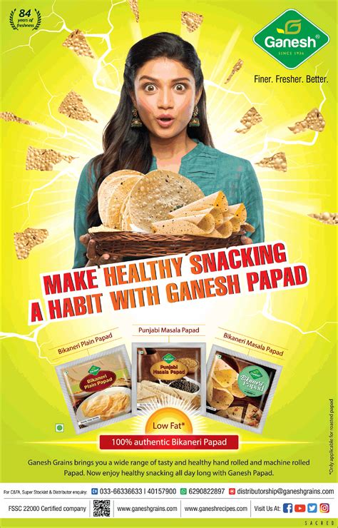 Ganesh Bikaneri Papad Make Healthy Snacking Habit With Ganesh Papad Ad - Advert Gallery