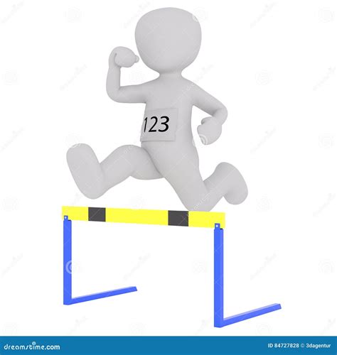 Cartoon Competitor Jumping Over Hurdle in Race Stock Illustration - Illustration of hurdler ...