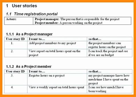 40 User Story Template Excel | Markmeckler Template Design