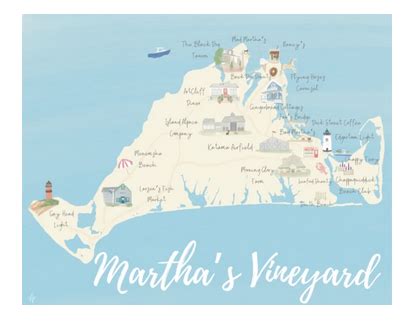 Martha's Vineyard Map 8x10 Print by Palm Prints - Place and Gather